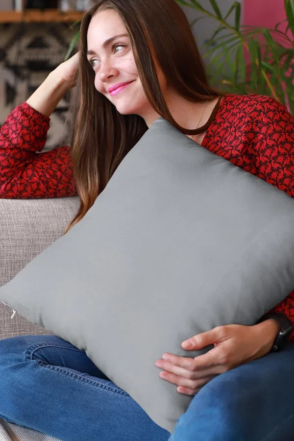 4 Lü Kırlent Gri Modelleri Gri Tek Renk 4'lü Set Çift Taraflı Kırlent Kılıfı 4KRL010