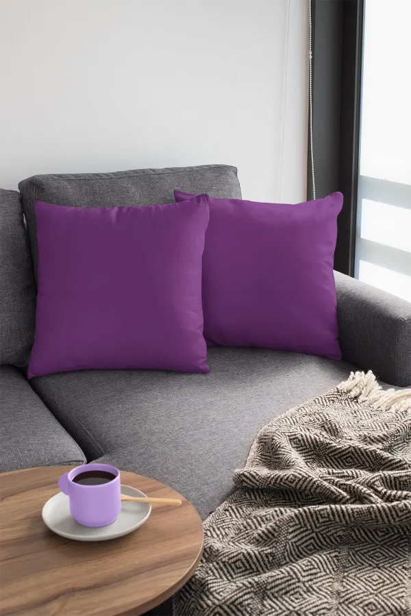 4 Lü Kırlent Kılıfı Mor Modelleri Mor Tek Renk 4'lü Set Çift Taraflı Kırlent Kılıfı 4KRL012