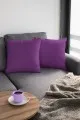 4 Lü Kırlent Kılıfı Mor Modelleri Mor Tek Renk 4'lü Set Çift Taraflı Kırlent Kılıfı 4KRL012