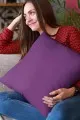4 Lü Kırlent Kılıfı Mor Modelleri Mor Tek Renk 4'lü Set Çift Taraflı Kırlent Kılıfı 4KRL012