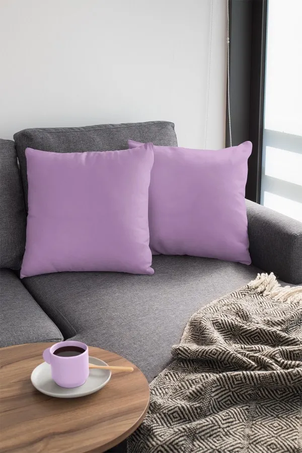4 Lü Lila Kırlent Modelleri Lila Tek Renk 4'lü Set Çift Taraflı Kırlent Kılıfı 4KRL013