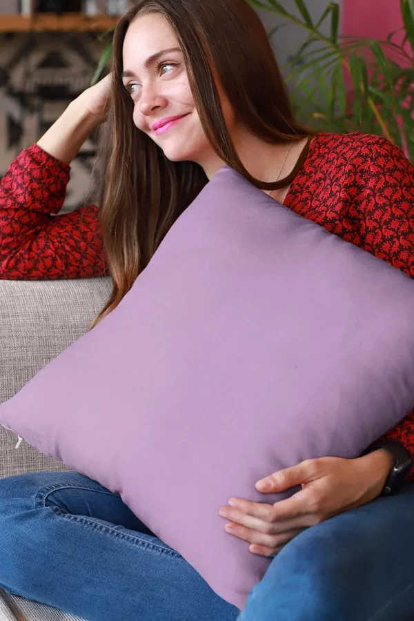 4 Lü Lila Kırlent Modelleri Lila Tek Renk 4'lü Set Çift Taraflı Kırlent Kılıfı 4KRL013