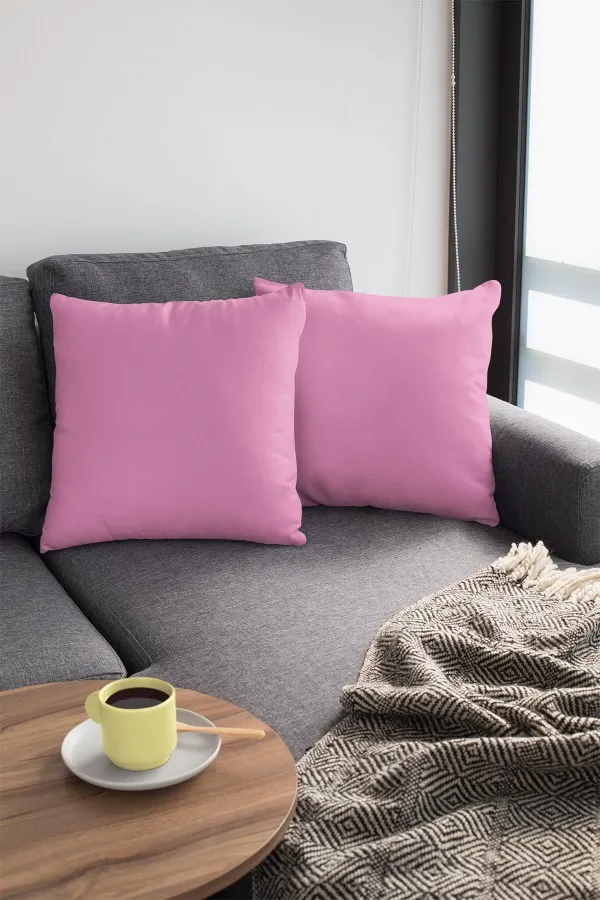 4 Lü Pembe Dekoratif Yastık Modelleri Pembe Tek Renk 4'lü Set Çift Taraflı Kırlent Kılıfı 4KRL014