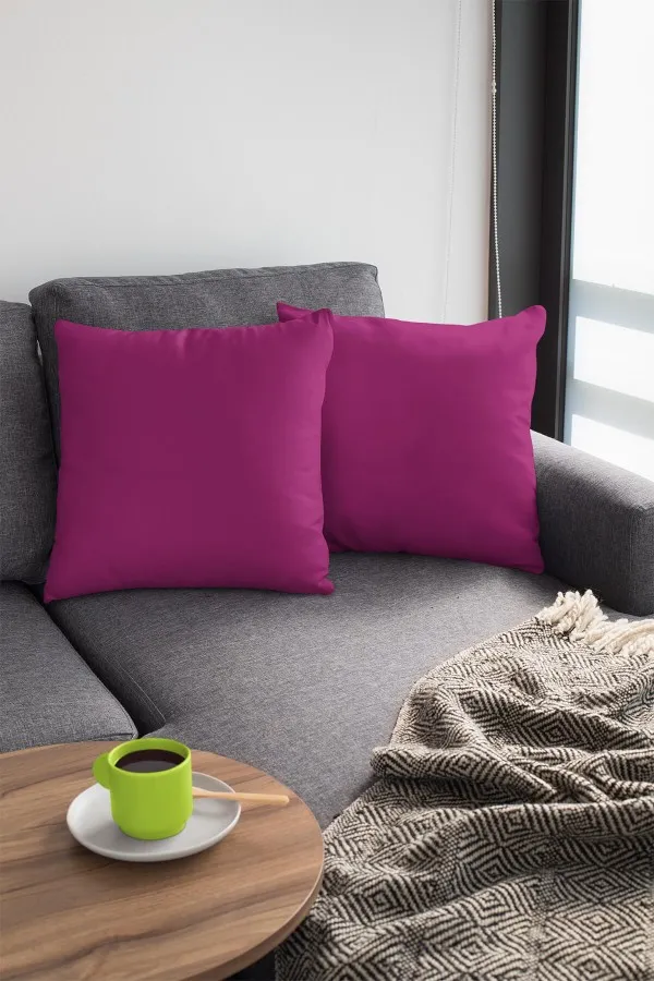 4 Lü Fuşya Dekoratif Yastık Modelleri Fuşya Tek Renk 4'lü Set Çift Taraflı Kırlent Kılıfı 4KRL015