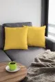 4 Lü Kırlent Kılıfı Sarı Modelleri Sarı Tek Renk 4'lü Set Çift Taraflı Kırlent Kılıfı 4KRL016