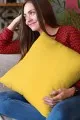 4 Lü Kırlent Kılıfı Sarı Modelleri Sarı Tek Renk 4'lü Set Çift Taraflı Kırlent Kılıfı 4KRL016