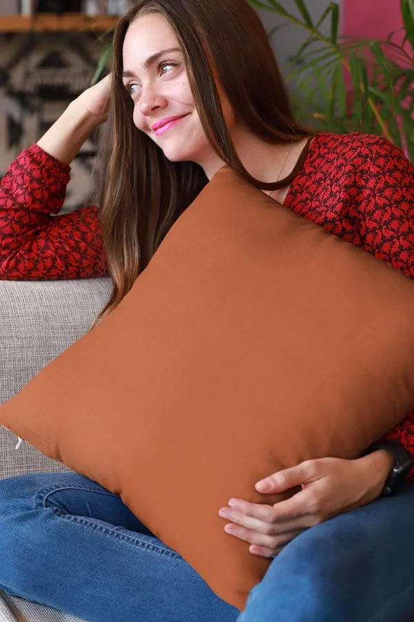 4 Lü Turuncu Dekoratif Yastık Modelleri Turuncu Sade 4'lü Set Çift Taraflı Kırlent Kılıfı 4KRL020