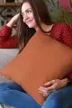 4 Lü Turuncu Dekoratif Yastık Modelleri Turuncu Sade 4'lü Set Çift Taraflı Kırlent Kılıfı 4KRL020