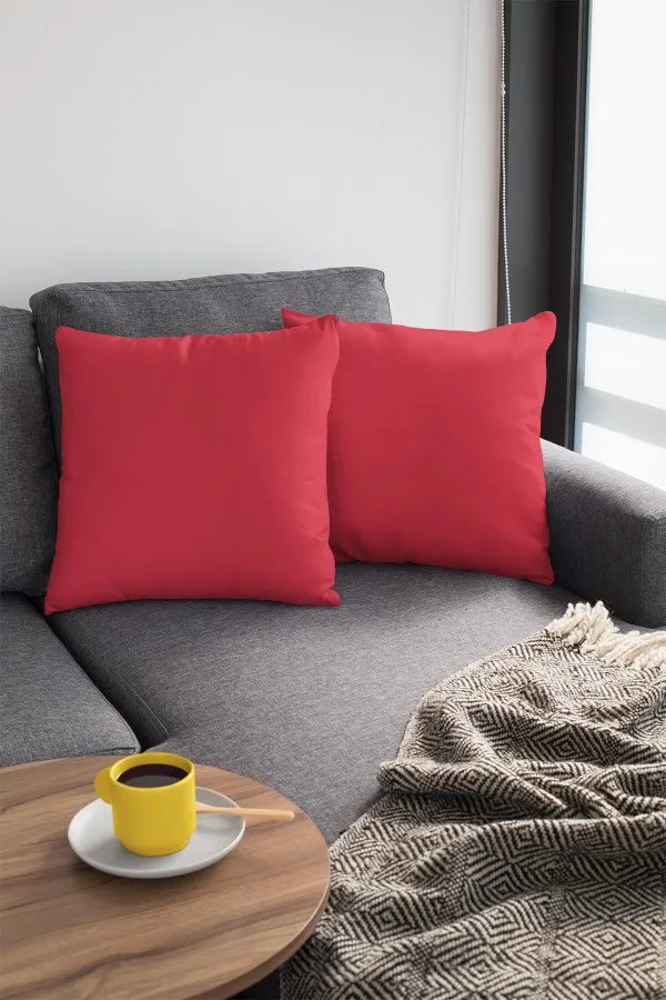 4 Lü Kırlent Kırmızı Modelleri Kırmızı Düz 4'lü Set Çift Taraflı Kırlent Kılıfı 4KRL023