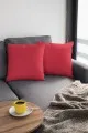 4 Lü Kırlent Kırmızı Modelleri Kırmızı Düz 4'lü Set Çift Taraflı Kırlent Kılıfı 4KRL023