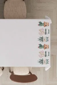 Ekru Kaktüs Desen Dokuma Leke Tutmaz Masa Örtüsü MSO034