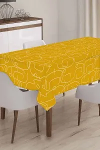 Sarı Modern Desenli Dokuma Leke Tutmaz Masa Örtüsü MSO035