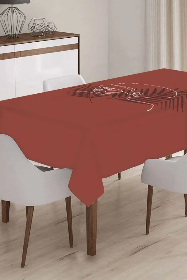 Kare Masa Örtüsü 100X100 Kiremit Yapraklı Dokuma Leke Tutmaz Masa Örtüsü MSO036