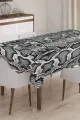 Krokodil Desenli Masa Örtüsü Silver Timsah Krokodil Dokuma Leke Tutmaz Masa Örtüsü MSO068
