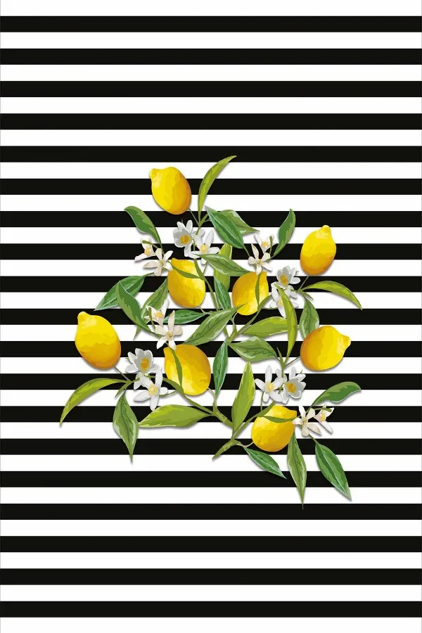 Limon Desenli Masa Örtüsü Sarı Limonlu Desen Dokuma Leke Tutmaz Masa Örtüsü MSO116