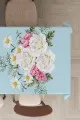 Masa Örtüsü 120X180 Mavi Çiçek Desenli Dokuma Leke Tutmaz Masa Örtüsü MSO131
