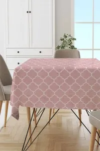 Pembe Fas Desen Dokuma Leke Tutmaz Masa Örtüsü MSO149 Pembe Fas Desen Dokuma Leke Tutmaz Masa Örtüsü MSO149