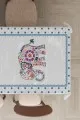 120X120 Masa Örtüsü Mavi Filli Premium Leke Tutmaz Dokuma Masa Örtüsü MSO155