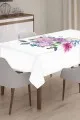 Masa Örtüsü 160X260 Ekru Çiçek Desenli Dokuma Leke Tutmaz Masa Örtüsü MSO163