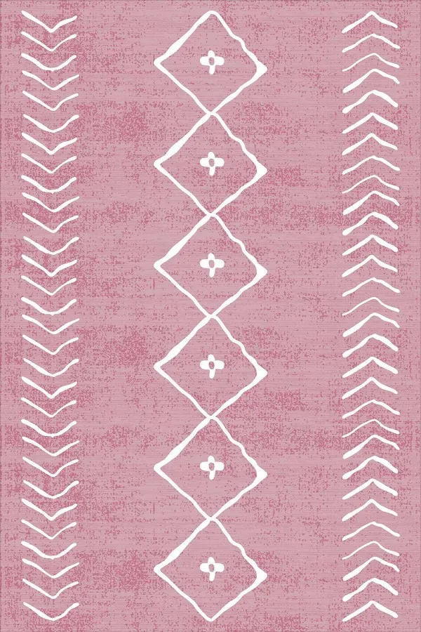Pembe Etnik Desen Moroccan Leke Tutmaz Masa Örtüsü MSO194