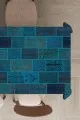 Turkuaz Patchwork Dokuma Leke Tutmaz Masa Örtüsü MSO294