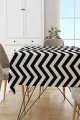 Romantik Masa Örtüsü Siyah Zigzag Desenli Dokuma Leke Tutmaz Masa Örtüsü MSO302