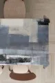 12 Kişilik Masa Ölçüsü Gri Modern Desenli Dokuma Leke Tutmaz Masa Örtüsü MSO312
