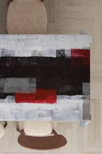 Kırmızı Modern Desenli Dokuma Leke Tutmaz Masa Örtüsü MSO313 Kırmızı Modern Desenli Dokuma Leke Tutmaz Masa Örtüsü MSO313