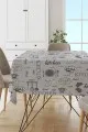 Söz Masa Örtüsü Gri Mutfak Desenli Dokuma Leke Tutmaz Masa Örtüsü MSO338