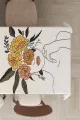 Beslenme Masa Örtüsü Ekru Modern Desenli Dokuma Leke Tutmaz Masa Örtüsü MSO341