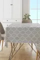 90X90 Masa Örtüsü Gri Fas Etnik Desen Dokuma Leke Tutmaz Masa Örtüsü MSO343
