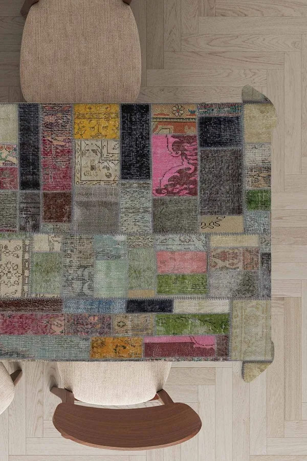 Yemek Takimi Ortuleri Çok Renkli Patchwork Dokuma Leke Tutmaz Masa Örtüsü MSO346