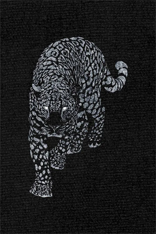 Oval Masa Ortusu Silver Leopar Dokuma Leke Tutmaz Masa Örtüsü MSO356