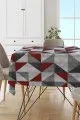 Masa Örtüsü Kırlent Takımı Bordo Geometrik Desen Dokuma Leke Tutmaz Masa Örtüsü MSO383