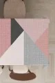 Masa Örtüsü Modelleri Kumaş Pembe Geometrik Desen Dokuma Leke Tutmaz Masa Örtüsü MSO390