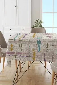 Lila Vintage Dokuma Leke Tutmaz Masa Örtüsü MSO414