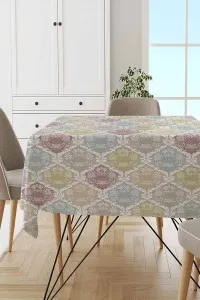 Çok Renkli Damask Dokuma Leke Tutmaz Masa Örtüsü MSO416