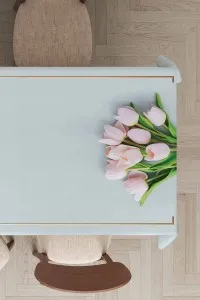 Mavi Çiçekli Dokuma Leke Tutmaz Masa Örtüsü MSO441 Mavi Çiçekli Dokuma Leke Tutmaz Masa Örtüsü MSO441