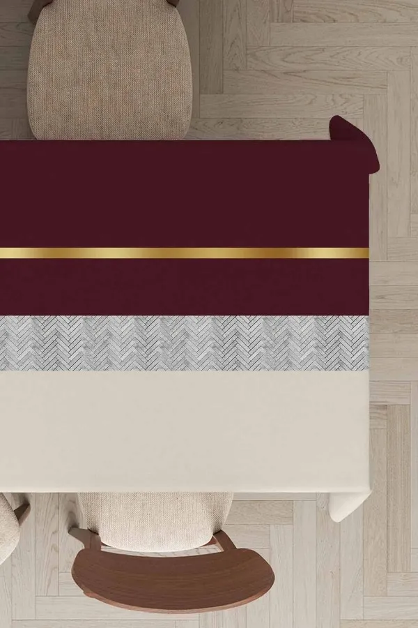 150X150 Masa Örtüsü Bordo Avangarde Dokuma Leke Tutmaz Masa Örtüsü MSO481