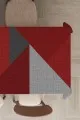 Kırmızı Yılbaşı Masa Örtüsü Kırmızı Geometrik Dokuma Leke Tutmaz Masa Örtüsü MSO508