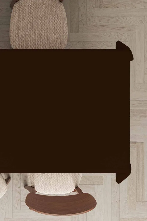 Kadife Kahve Masa Örtüsü Kahverengi Sade Düz Leke Tutmaz Premium Masa Örtüsü MSO005