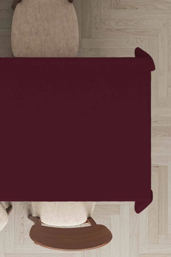 Bordo Kadife Masa Örtüsü Bordo Desensiz Sade Leke Tutmaz Premium Masa Örtüsü MSO007