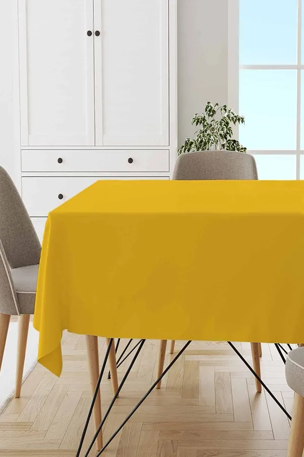Masa Örtüsü Sarı Sarı Tek Renk Sade Leke Tutmaz Premium Masa Örtüsü MSO016