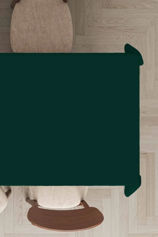 Koyu Yeşil Masa Örtüsü Zümrüt Tek Renk Sade Leke Tutmaz Premium Masa Örtüsü MSO018