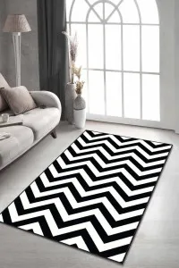 Siyah Kaymaz Tabanlı Yıkanabilir Zigzag Mutfak Halısı AR008 Siyah Kaymaz Tabanlı Yıkanabilir Zigzag Mutfak Halısı AR008