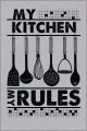 Gri Mutfak Halı Modelleri Gri Kaymaz Tabanlı My Kitchen My Rules Mutfak Halısı AR016