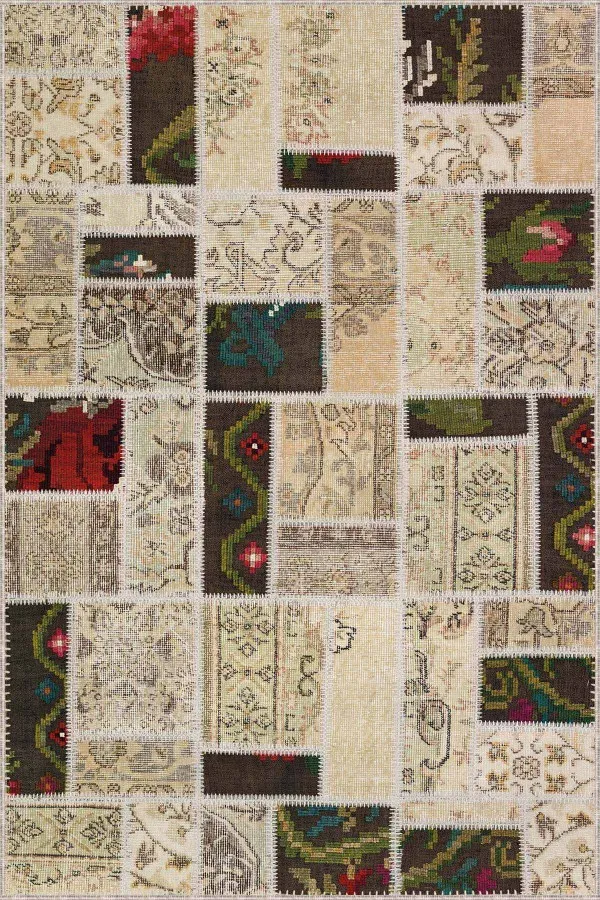 Renkli Mutfak Halısı Renkli Kaymaz Tabanlı Yıkanır Patchwork Mutfak Halısı AR1060
