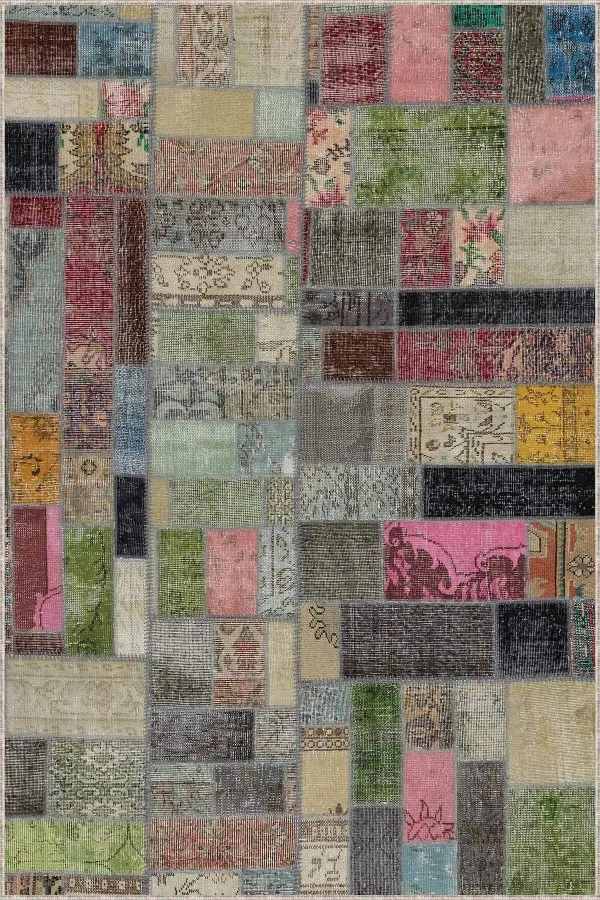 Patchwork Mutfak Halıları Renkli Kaymaz Tabanlı Yıkanır Patchwork Mutfak Halısı AR1061