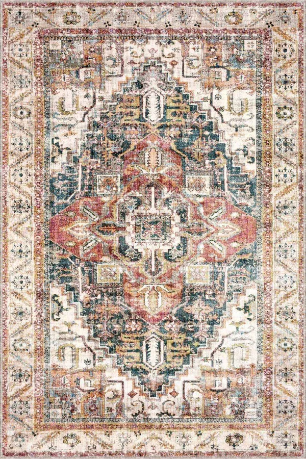 Kilim Mutfak Halısı Çok Renkli Kaymaz Tabanlı Etnik Desenli Mutfak Halısı AR1067
