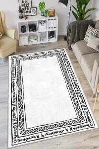 Beyaz Kaymaz Tabanlı Otantik Desen Mutfak Halısı AR1095 Beyaz Kaymaz Tabanlı Otantik Desen Mutfak Halısı AR1095